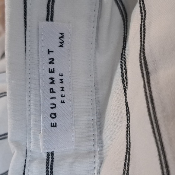 Equipment‎ Femme Knox Lace Up Blouse In Native White and True Black Size Med - Picture 6 of 8